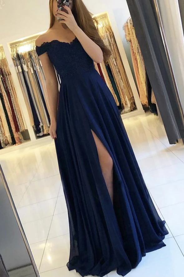 Cute chiffon lace long A line prom dress evening dress cg20877