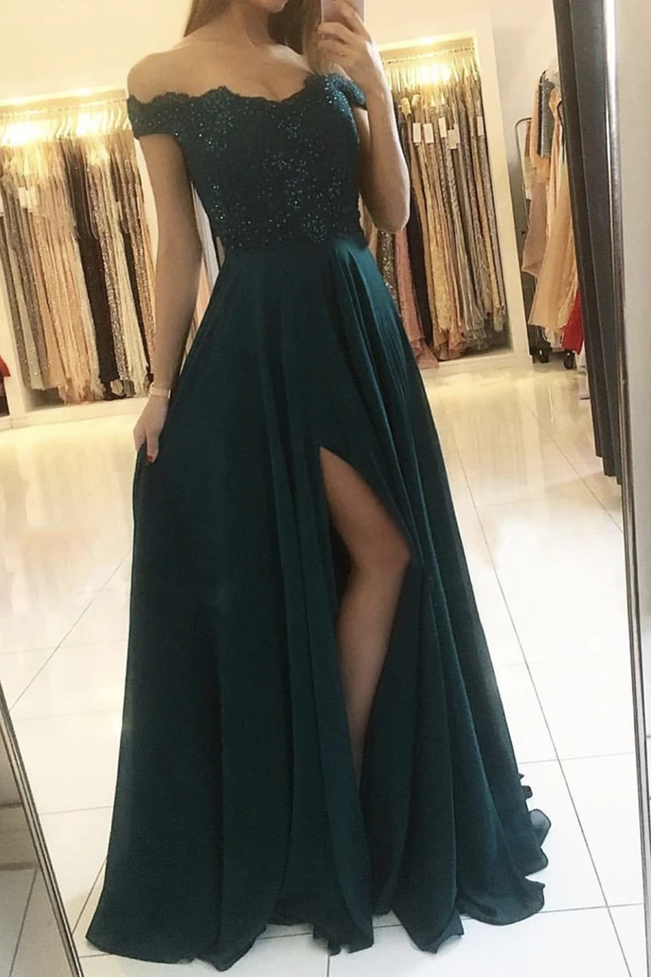 Cute chiffon lace long A line prom dress evening dress cg20877