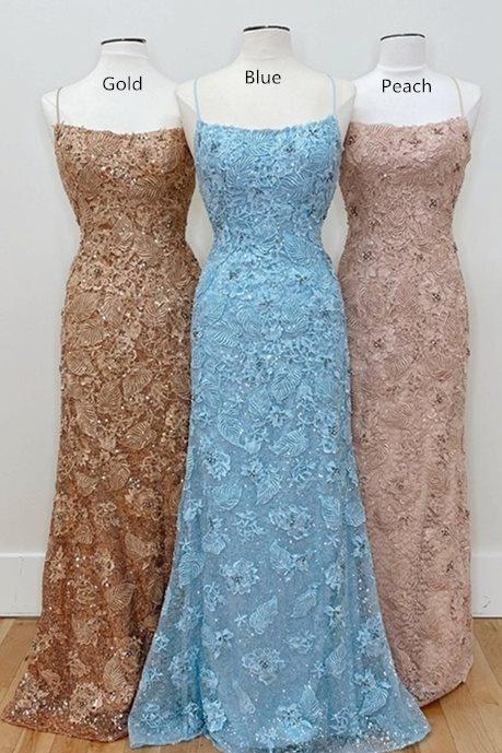 A-line white and blue embroidery long prom dress cg20912