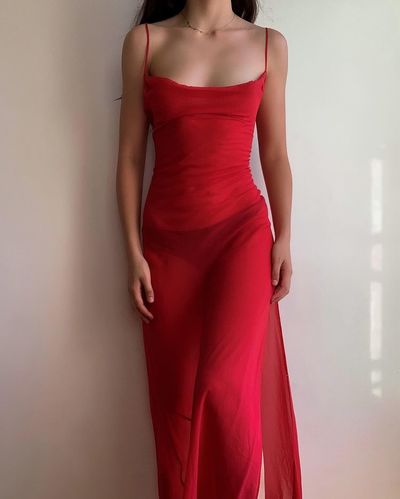 Simple Sheath Spaghetti Straps Red Long Party Dress Prom Party Dress cg20933