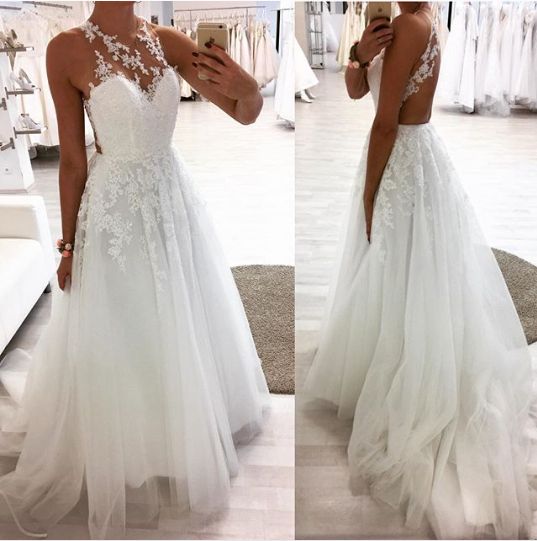 Halter Lace Wedding dress,wedding dress prom dress, evening dress cg21006