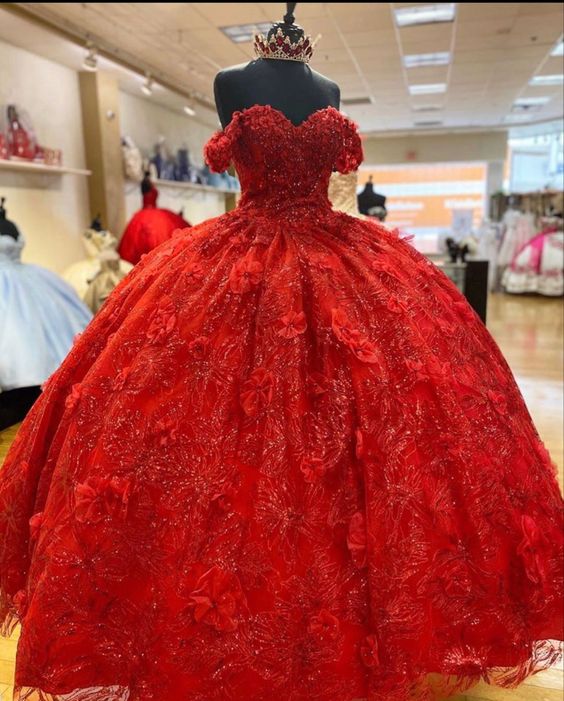 ball gown Prom Dress Applique Long Evening Dress red Party Dress cg21044