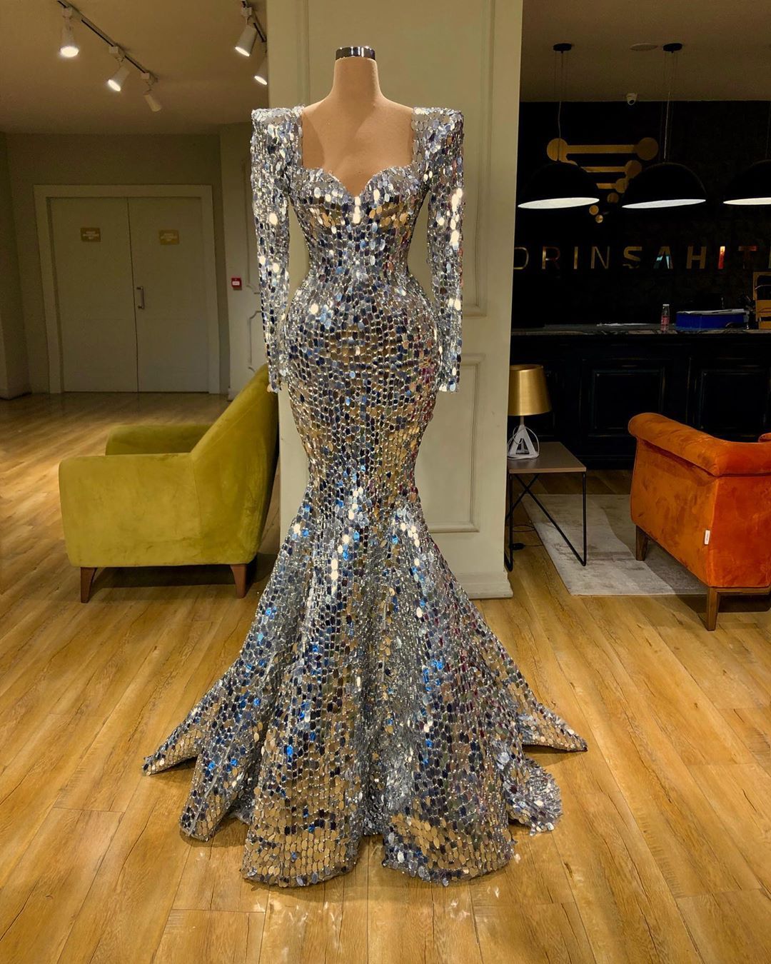 Sparkly Gown, Luxury Dress, Fashion Costume, Evening Dress, Prom Gown cg21047