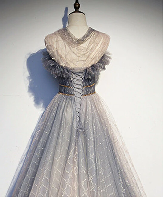 A-Line Tulle Pleats Beading Prom Dress cg21186