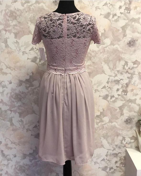 Spitze Flügelärmeln Brautjungfernkleider Knielang Chiffon Ballkleid cg21302