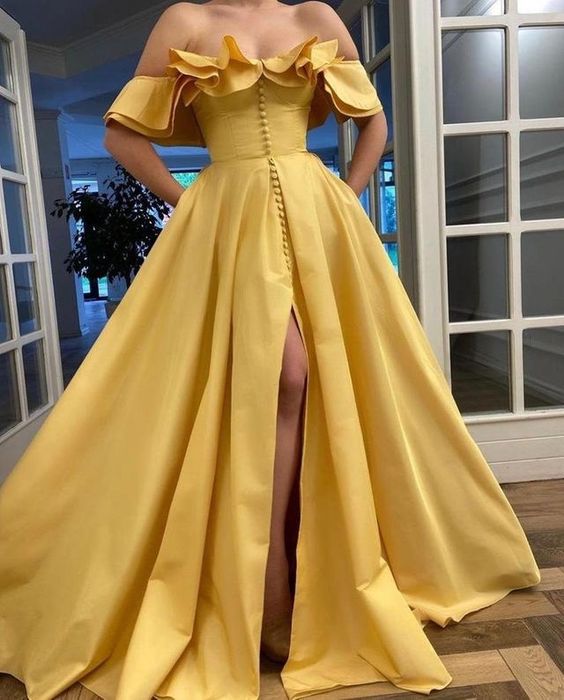 Off the Shoulder Split Side Prom Dresses Long cg21336