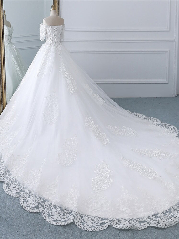 Luxury Lace Vestidos de Novia Ball Gown Wedding Dress Prom Dresses Long cg21341