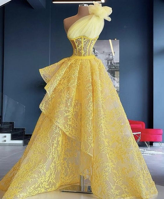 gelbes Abendkleid Ballkleider lang cg21343