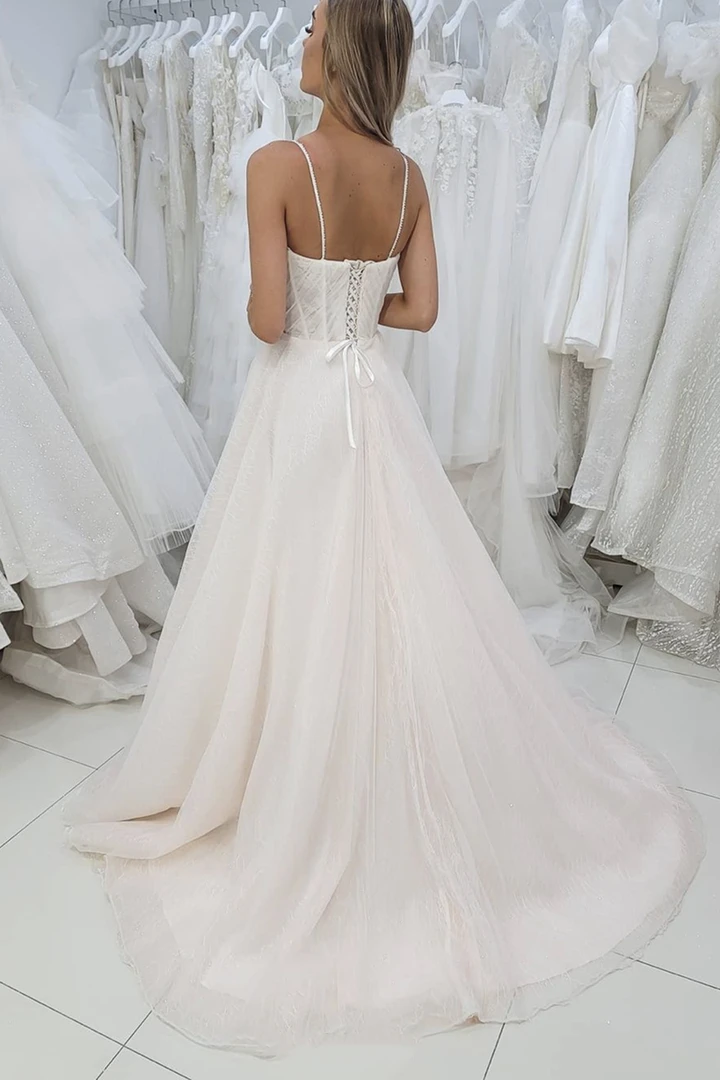 Cute tulle lace long A line prom dress evening dress cg21370