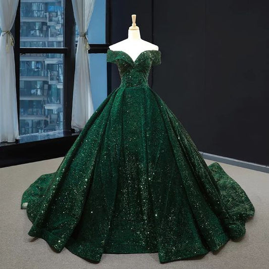 Einzigartiges langes Ballkleid in A-Linie, grünes langes Abendkleid cg21447
