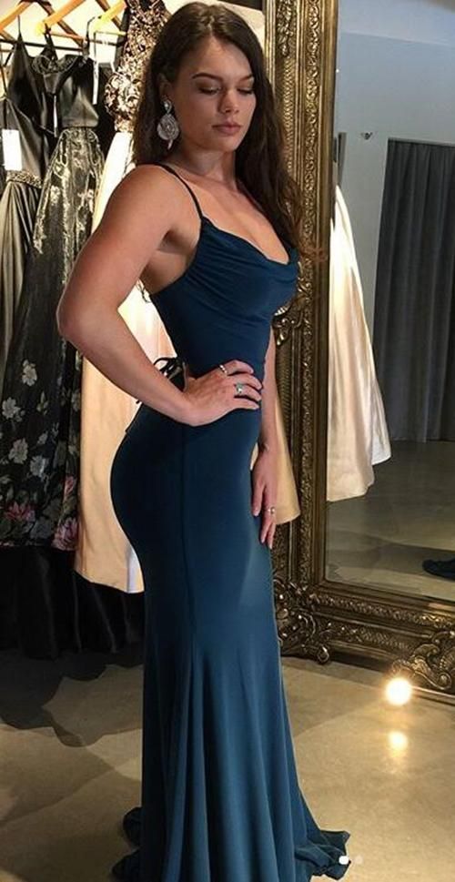 Damen Meerjungfrau Abendkleid Partykleid Marineblau Rückenfrei Formales Ballkleid Lang 2019 cg2158