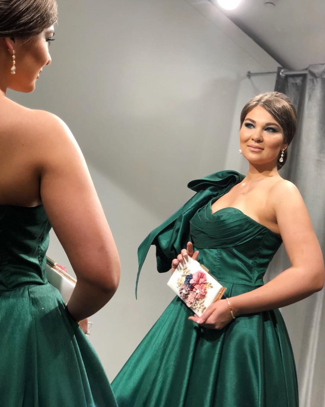 Hunter Green Ball Gown Prom Dresses Long sleeves S15614 main image 1