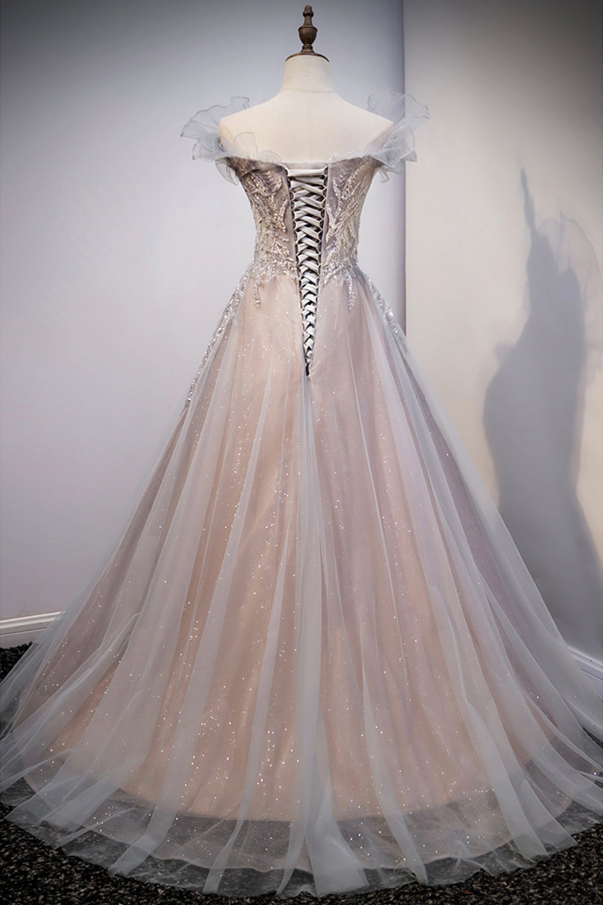 Süßes langes A-Linien-Ballkleid aus Spitze, Abendkleid cg21625