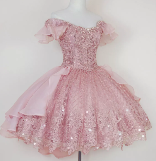 A-Linie Kurzes rosa/blaues Homecoming-Kleid cg21638