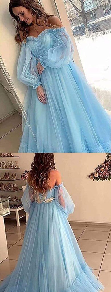 Romantic Tulle Blue dress for evening ,wedding Party Dress Prom Party Dress cg21660
