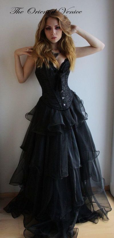 Elegante Ballkleider, Schwarze Gothic Korsett Ballkleider Sweetheart Organza Geraffte Gothic Abend Party Kleider cg2167