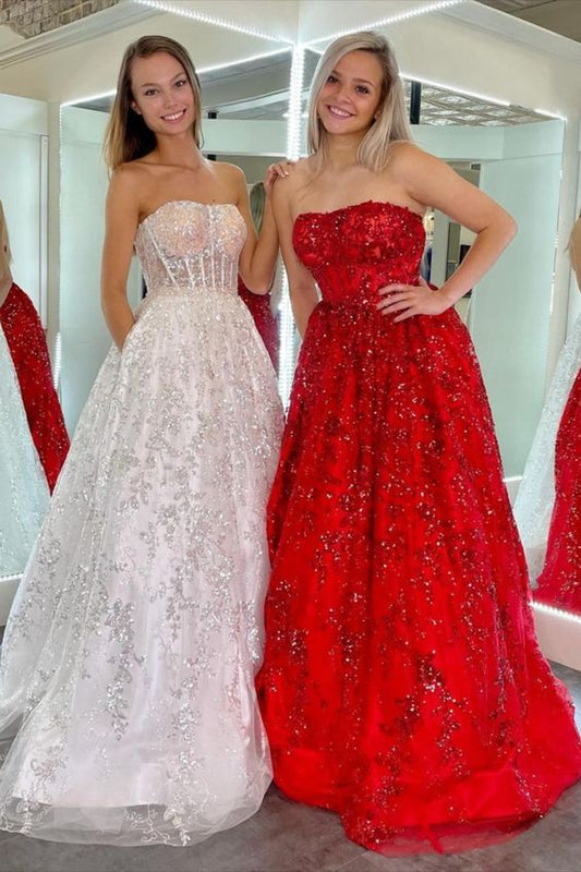 2022 rotes langes Ballkleid cg21693