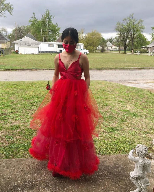 Sexy V-Ausschnitt A-Linie Ballkleider, Lange Ballkleider, Günstige Ballkleider cg21717