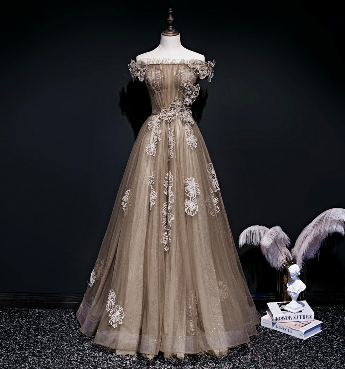 CUTE TULLE LONG A LINE PROM DRESS CUTE EVENING DRESS cg21760