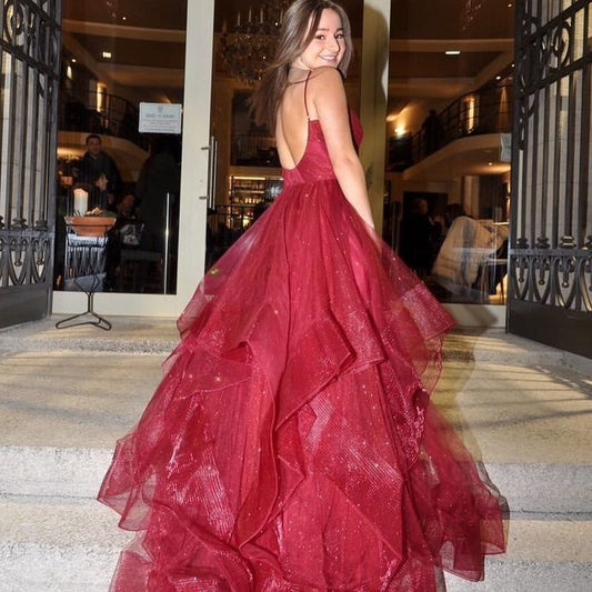 Sexy Spaghettiträger A-Linie Ballkleider, Lange Ballkleider, Günstige Ballkleider cg21772