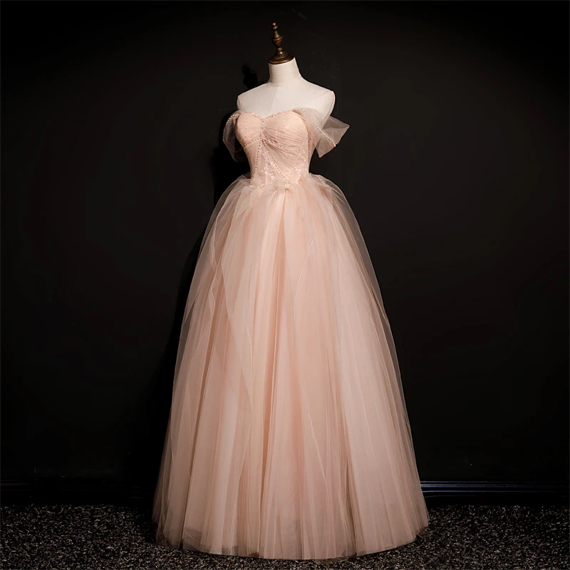 Pink Tulle Princess Beaded And Lace Long Formal prom Dress, Pink Party Dress Evening Dress cg21801