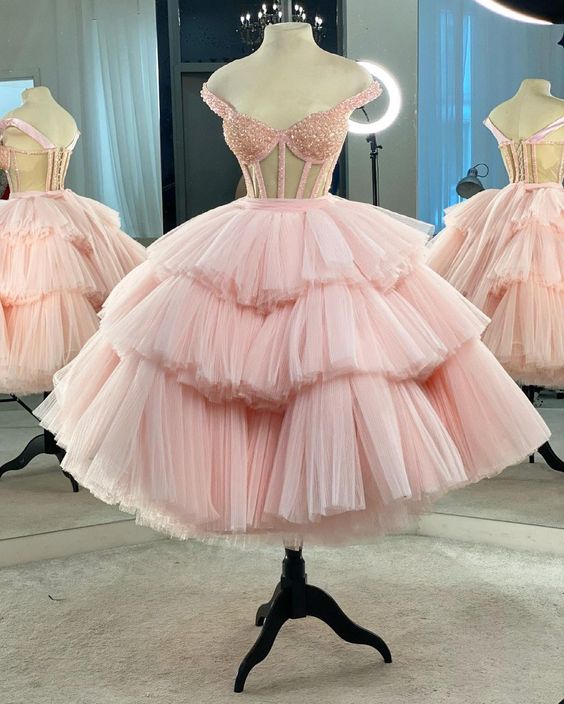 A-line Pink Tulle Short Dress Pink Tulle Homecoming Dress cg21849 A-line Pink Tulle Short Dress Pink Tulle Homecoming Dress cg21849