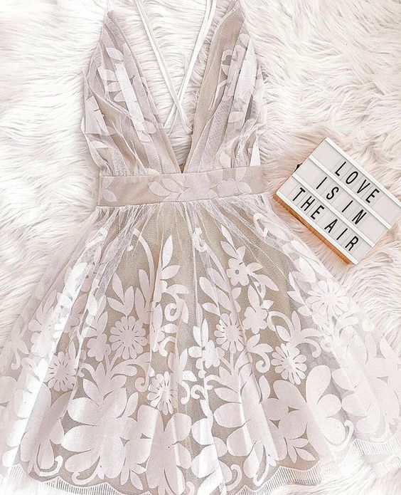 Weißes Minikleid Homecoming-Kleid cg21937