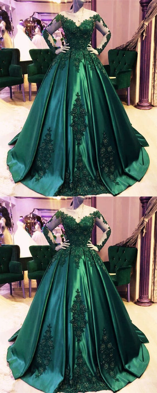 Dunkelgrünes Ballkleid, smaragdgrünes Ballkleid, Ballkleid Brautkleid cg21985