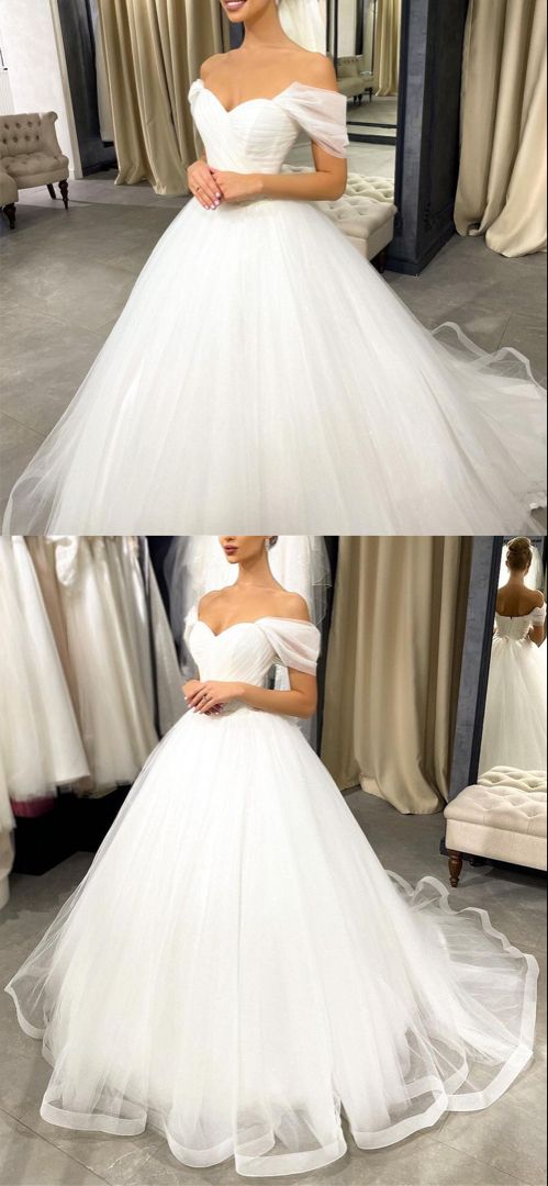 Schlichte Prinzessin Brautkleider Tüll schulterfrei Ballkleid Ballkleid für Frauen cg22014