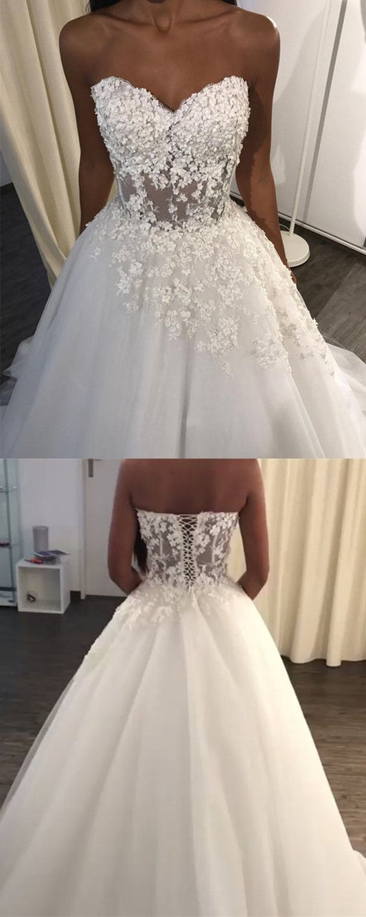 Durchsichtiges Korsett Brautkleider Tüll Liebsten Ballkleid Applikationen Ballkleid für Frauen cg22015