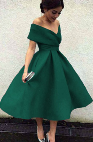Dunkelgrüne Ballkleider, knielanges Ballkleid, knielange Brautjungfernkleider cg2211