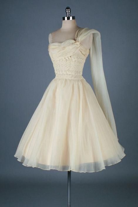 Vintage One Shoulder Organza Homecoming Dress cg22135