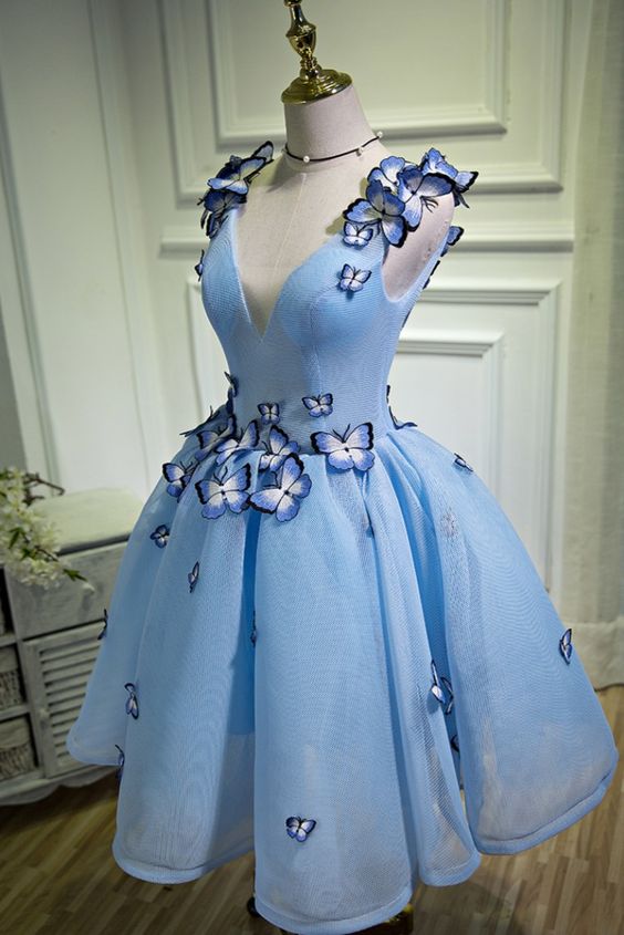 short blue party dress Homecoming Dress cg22161