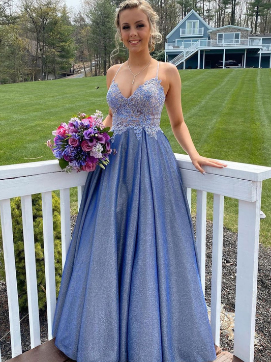 Blaues langes Ballkleid aus Spitze mit herzförmigem Ausschnitt, blaues Brautjungfernkleid aus Spitze, cg22170