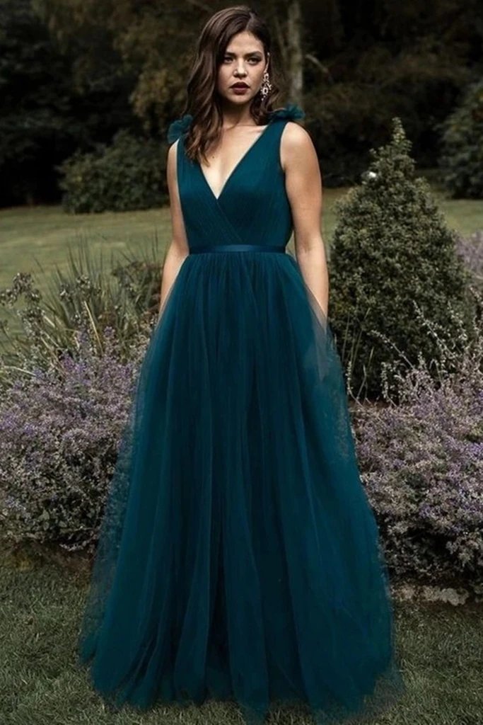 A Line V Neck and V Back Peacock Blue Long Prom Dress, V Neck Open Bac classygown A Line V Neck and V Back Peacock Blue Long Prom Dress, V Neck Open Bac classygown