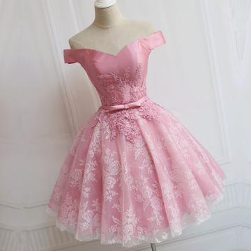 Grün/pink Schulterfreies kurzes Homecoming-Kleid mit Applikationen cg222