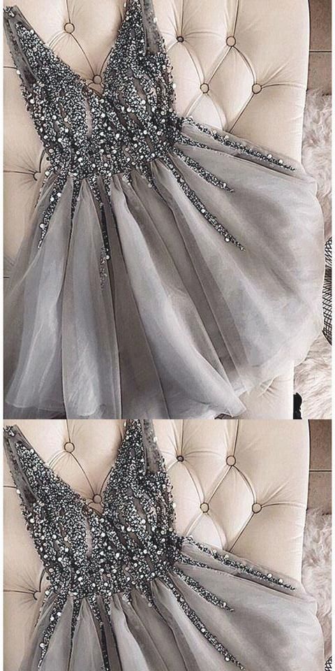 grey short Formal Homecoming Dresses cg22244