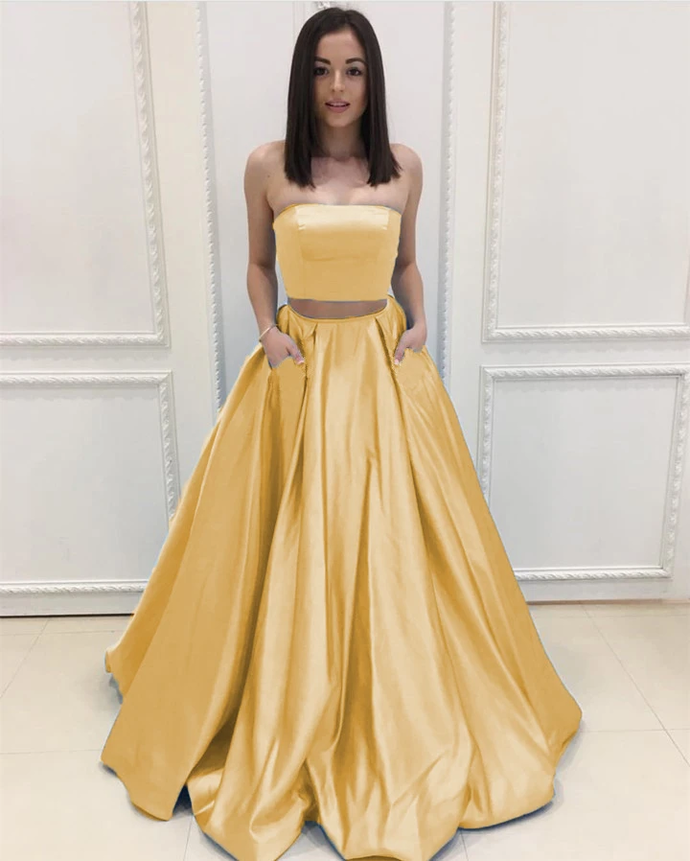 Two Piece Prom Dresses Long Yellow Chic Prom Dress cg22319 classygown Two Piece Prom Dresses Long Yellow Chic Prom Dress cg22319 classygown