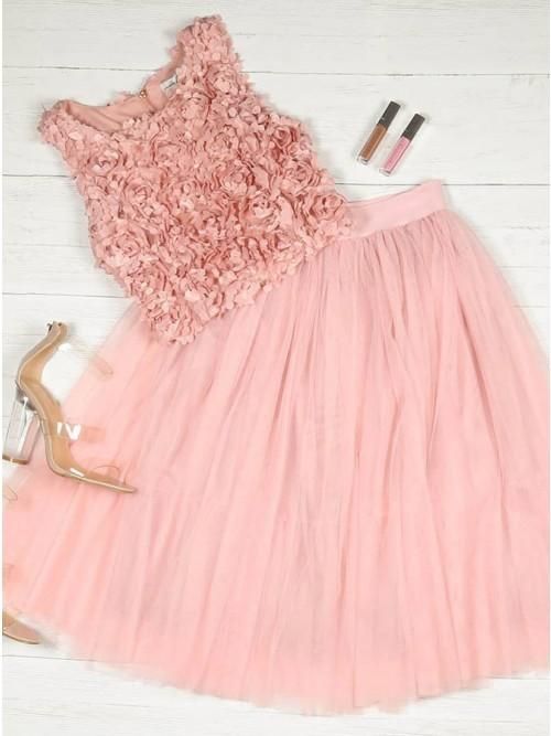 A-Line Round Neck Pink Homecoming Dress with Appliques cg22350