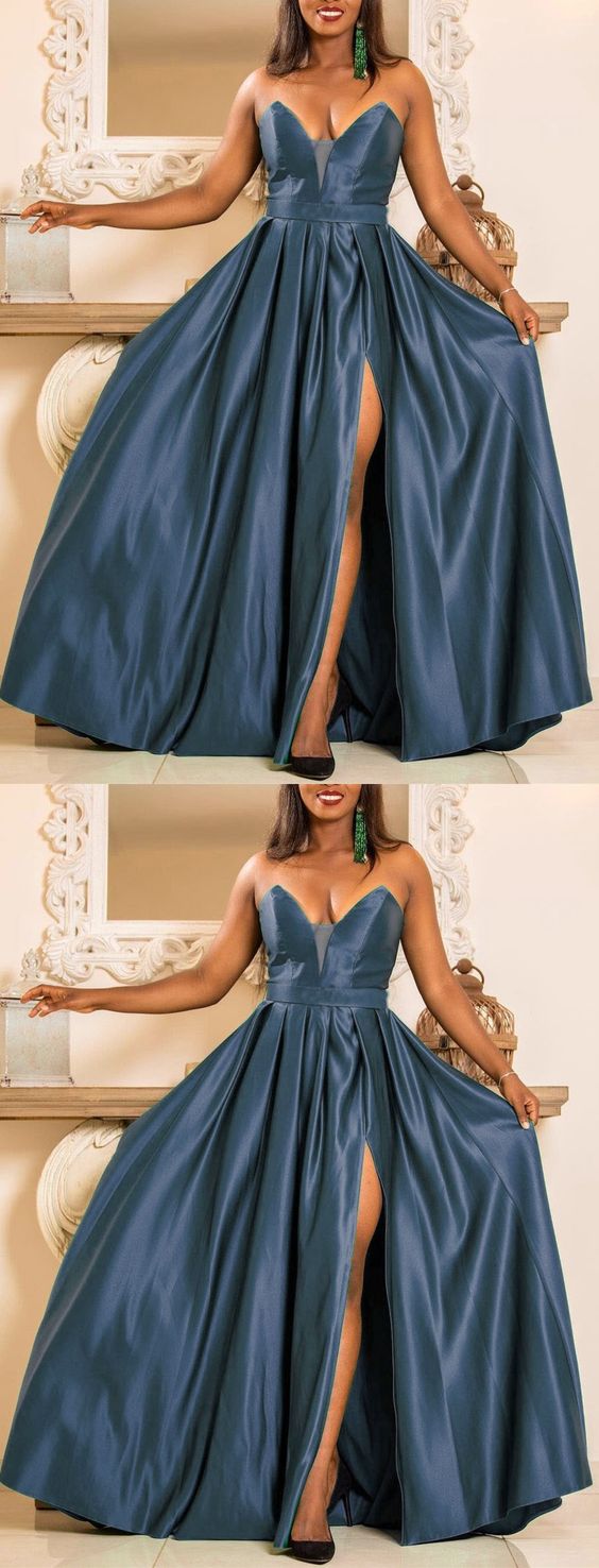 Staubiges blaues Brautjungfernkleid, langes Ballkleid, cg22408