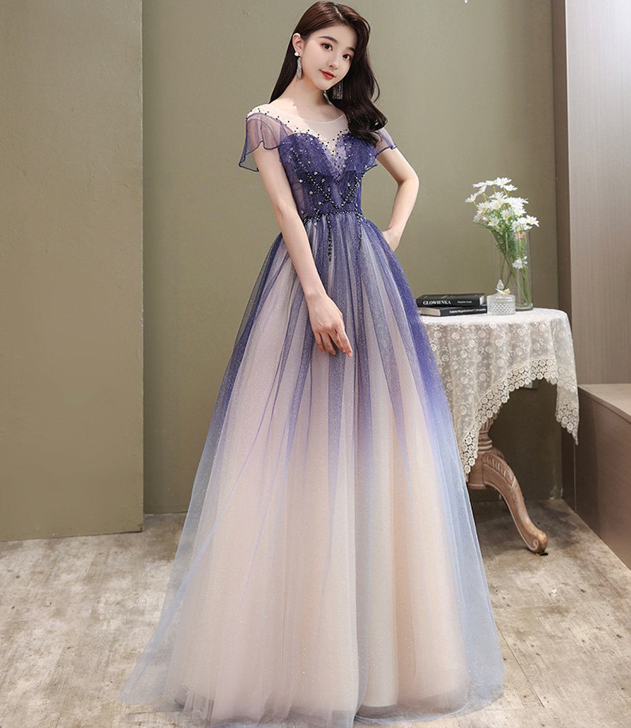 CUTE TULLE LONG A LINE PROM DRESS CUTE EVENING DRESS cg22458 classygown CUTE TULLE LONG A LINE PROM DRESS CUTE EVENING DRESS cg22458 classygown