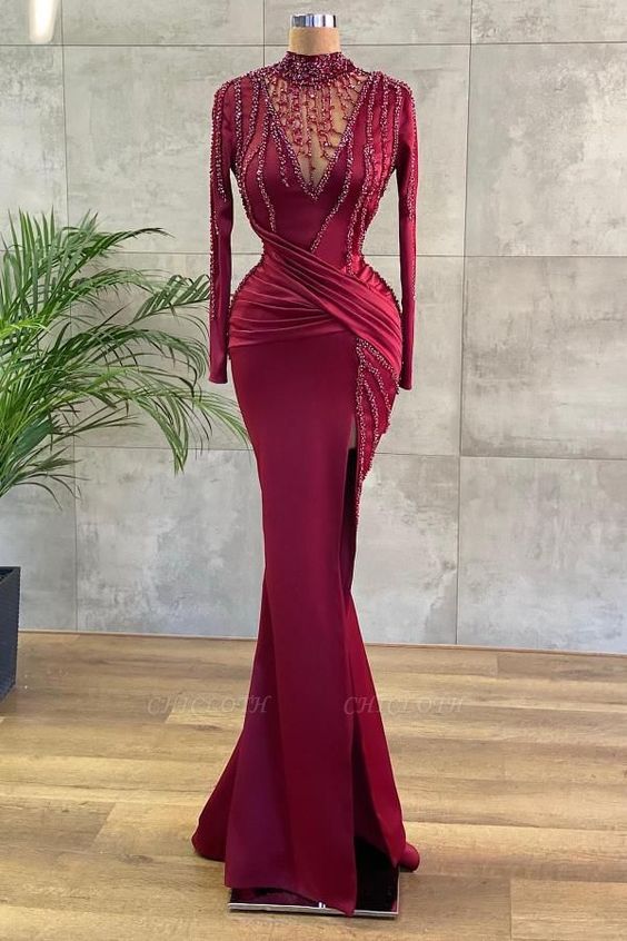 Luxury Evening Dresses Long Wine Red Prom Dresses With Sleeves cg22516 classygown Luxury Evening Dresses Long Wine Red Prom Dresses With Sleeves cg22516 classygown