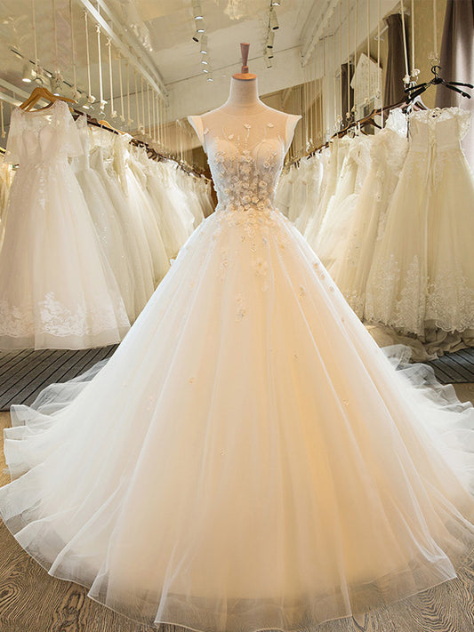 Charmantes Tüll-Brautkleid, Sexy Ballkleid-Brautkleider, U-Ausschnitt-Brautkleider, Ballkleid cg22618
