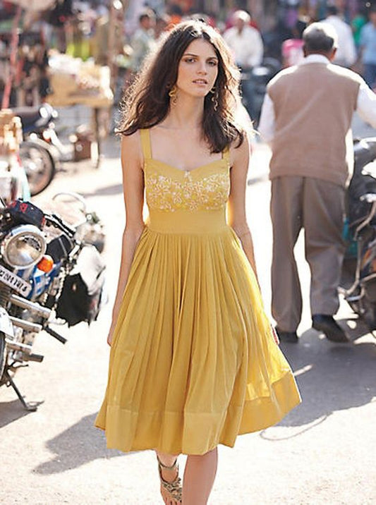 Gelbe Homecoming-Kleider, Boho Homecoming-Kleid, Knielanges Homecoming-Kleid cg2263