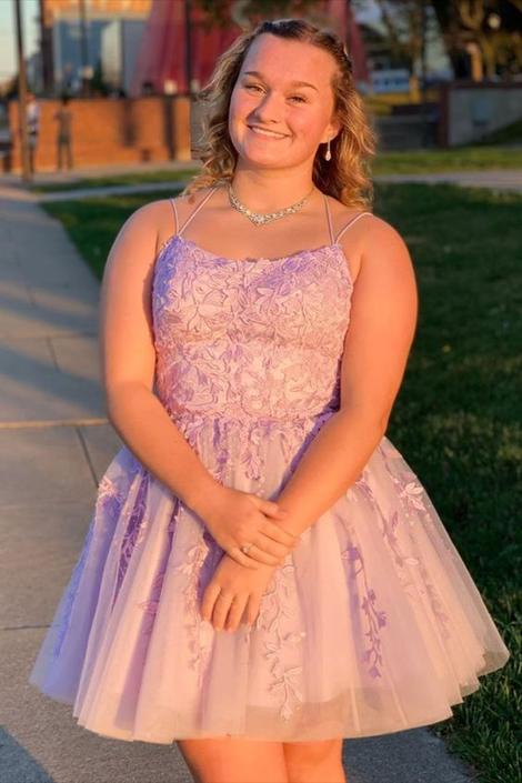 Tie Back Appliqued Pink Homecoming Dress cg22840 classygown Tie Back Appliqued Pink Homecoming Dress cg22840 classygown