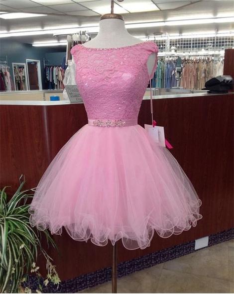 Scoop Neck Dress Short Graduation Gown Short Homecoming Dress Lace cg22883