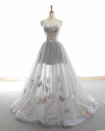 Süße Tüll Spitze Ballkleid, lange Abendkleider, grau Tüll funkelnden langen anpassen Ballkleid cg2290