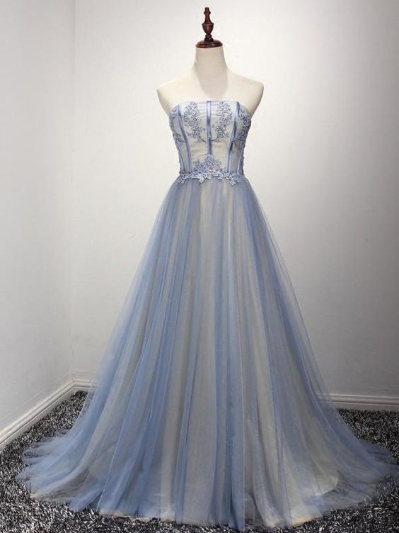 A Line Strapless Prom Dress Modest Beautiful Cheap Long Prom Dress cg23007