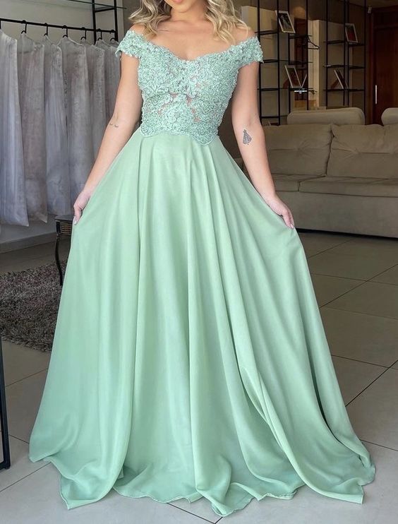 Salbeigrünes Brautjungfernkleid, elegantes Ballkleid, cg23021