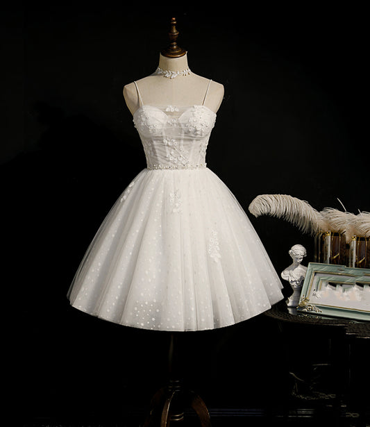 Süßes kurzes A-Linien-Kleid aus Tüll, Partykleid, Homecoming-Kleid, cg23024